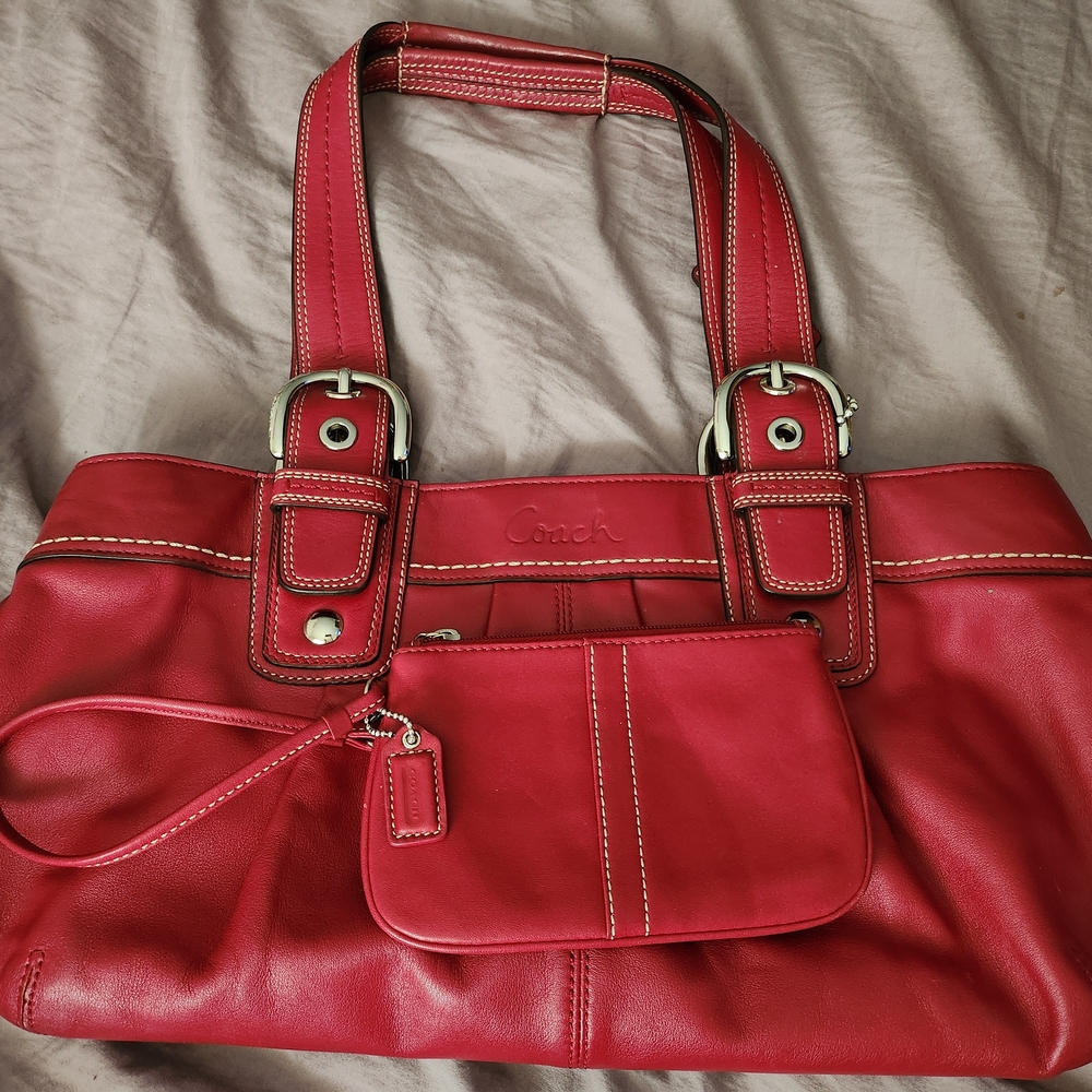 Coach Cherry Red Leather Shoulder Bag
